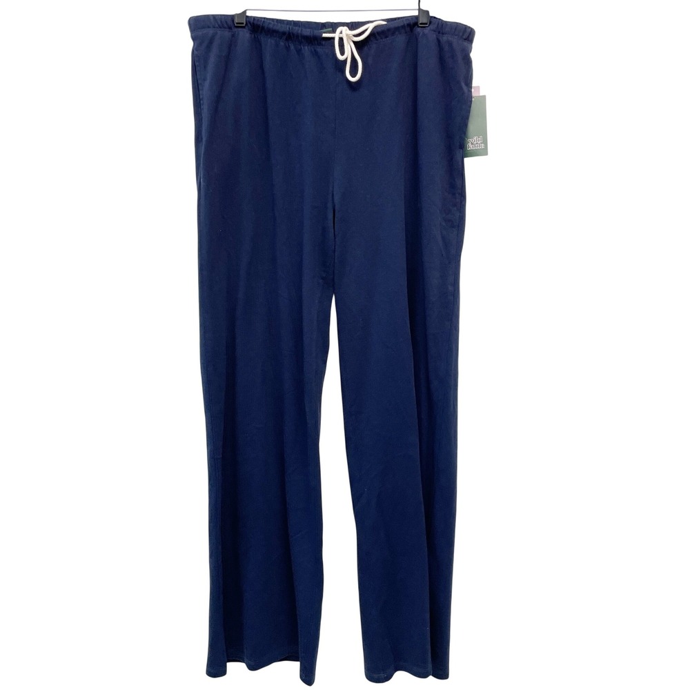 Wild Fable Women's Navy Blue Drawstring Wide Leg‎ Lounge Pants Size Large